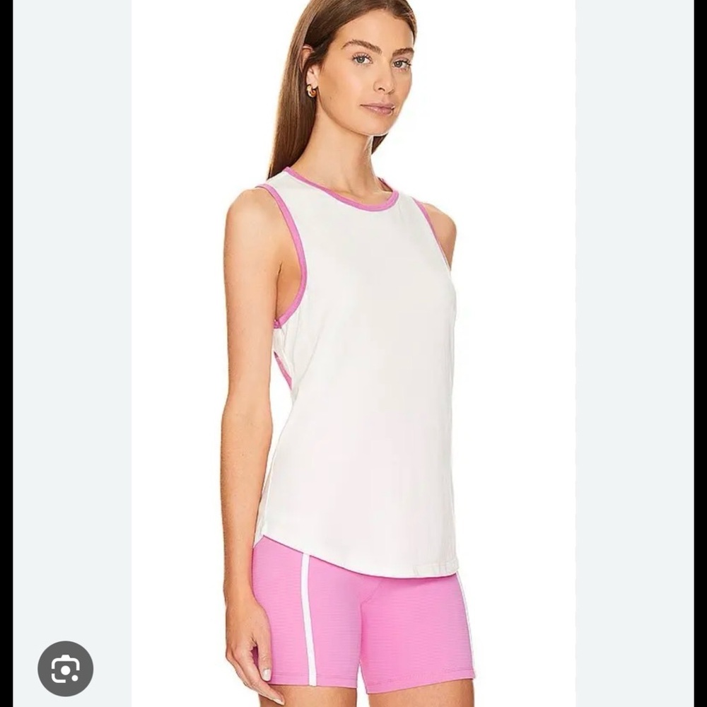 Beach Riot NWOT White Tank Top with Pink Trim